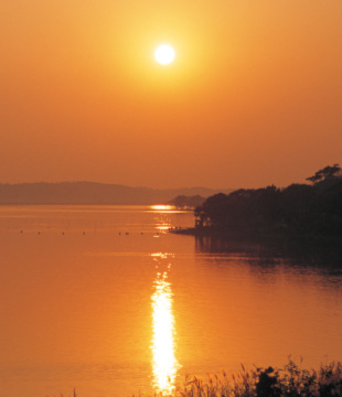 涸沼夕日