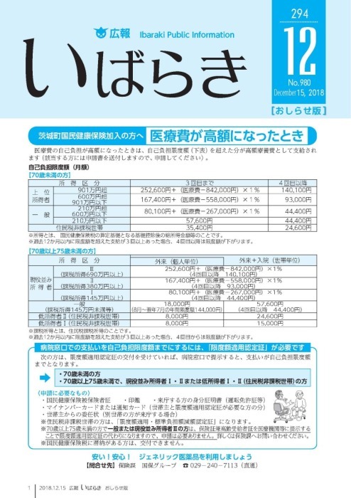 表紙/医療費が高額になったとき