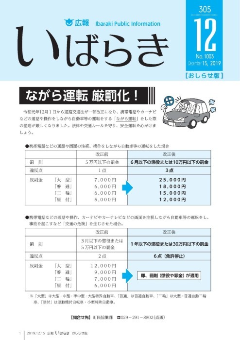 表紙/ながら運転罰則化