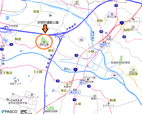 茨城町運動公園へのアクセス図