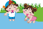 （イラスト）水遊びをする子どもたちの絵