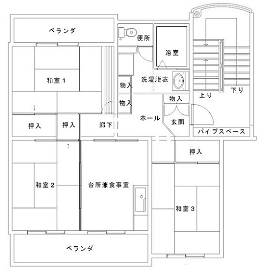 （イラスト）間取り図A棟・B棟・E棟・F棟