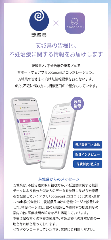 不妊治療データ検索アプリ「cocoromi(ココロミ)」 不妊治療データ検索アプリ「cocoromi(ココロミ)」